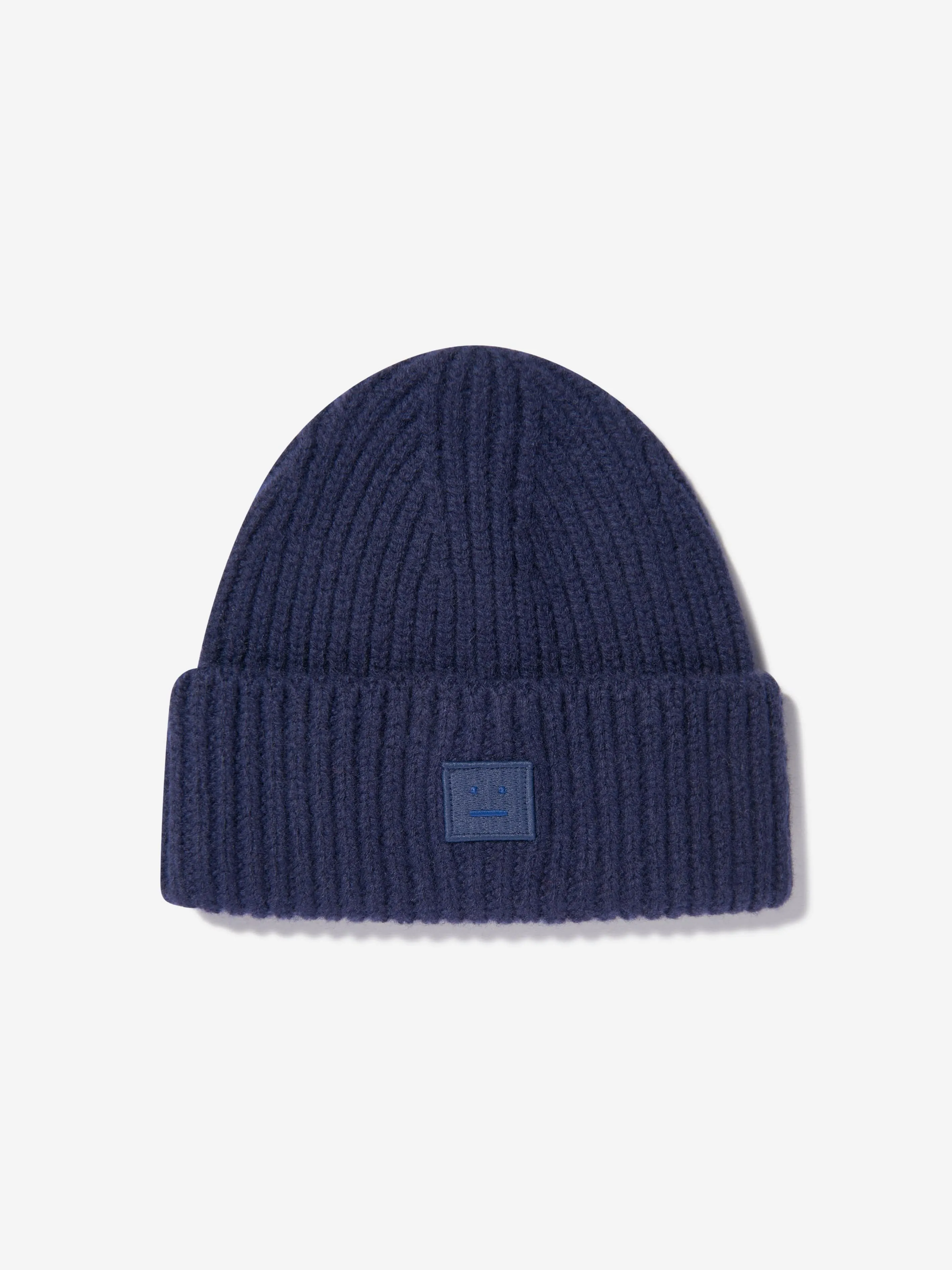 Acne Studios Kids Wool Beanie Hat in Navy