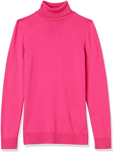 Amazon Essentials Women's Classic-Fit Lightweight Long-Sleeve Turtleneck Sweater, Bright Pink, Large