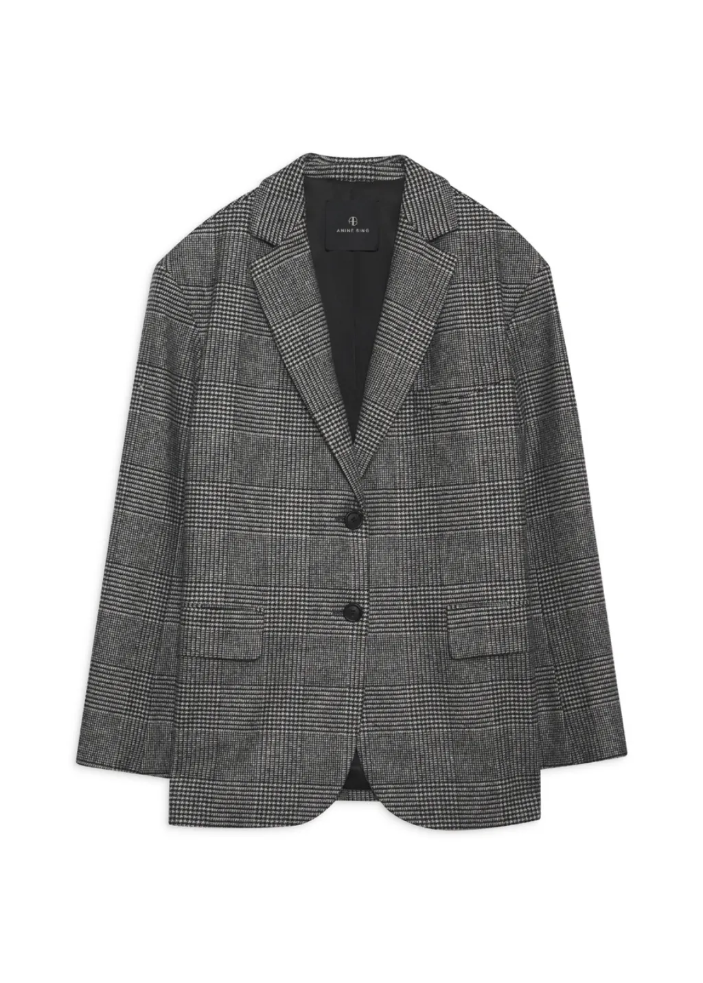 Anine Bing Quinn Blazer in Black & Grey Plaid