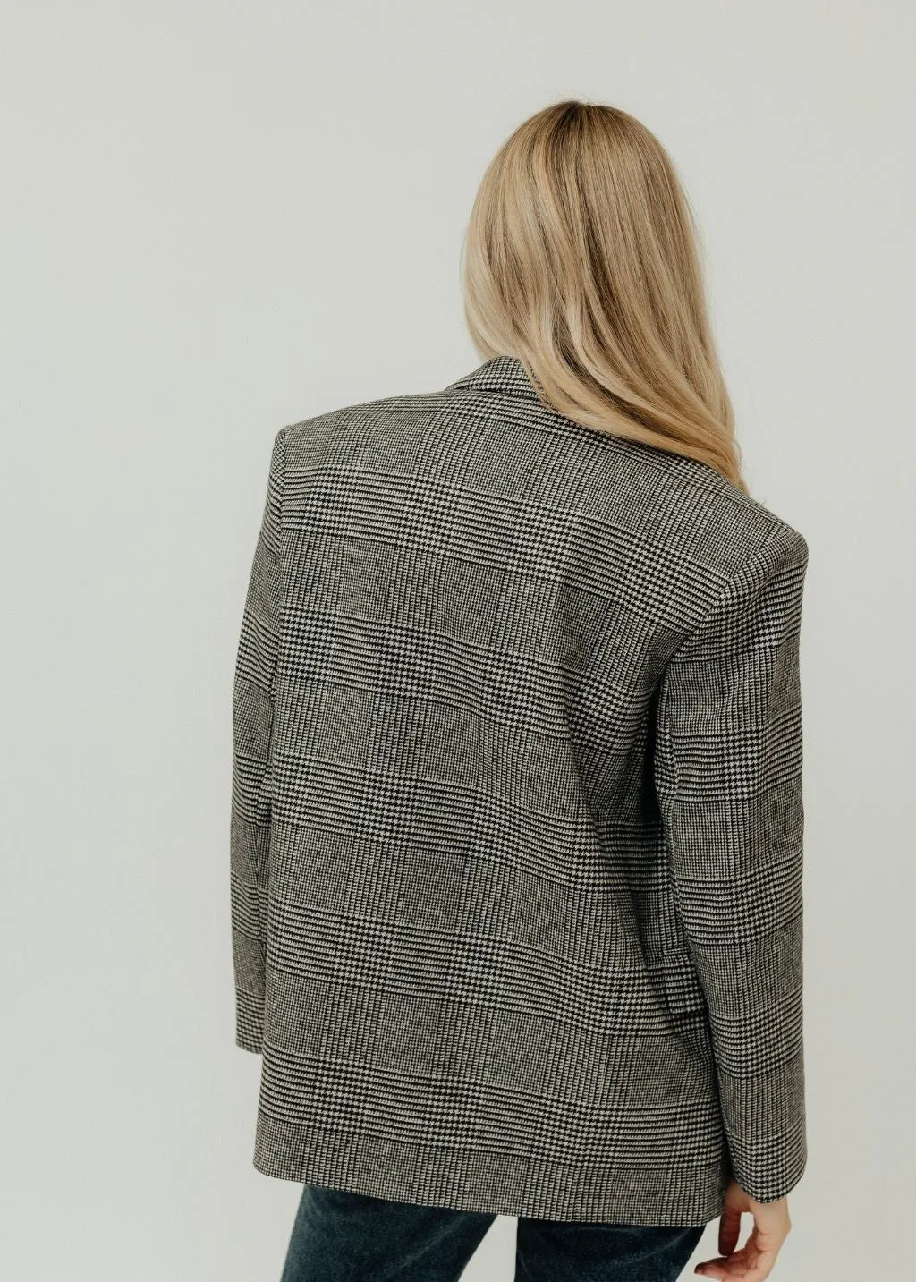 Anine Bing Quinn Blazer in Black & Grey Plaid