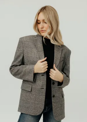 Anine Bing Quinn Blazer in Black & Grey Plaid