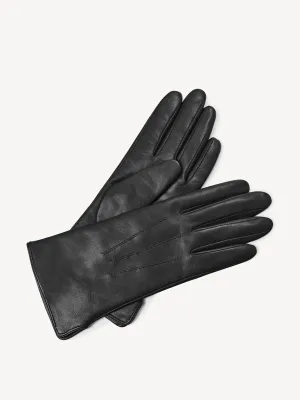 Black nappa cashmere lined leather gloves