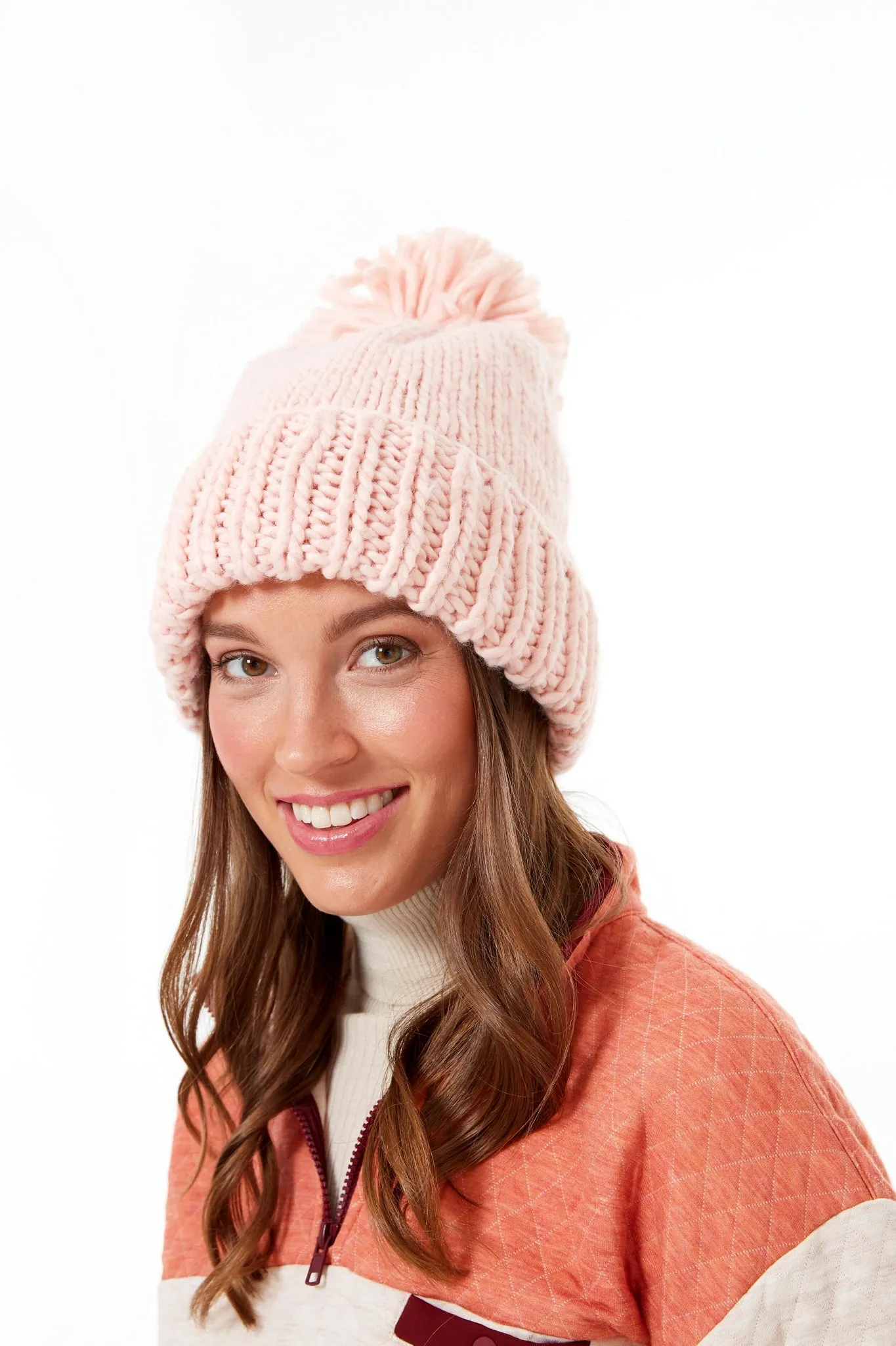 Blush Hand Knitted Basic Pom Hat