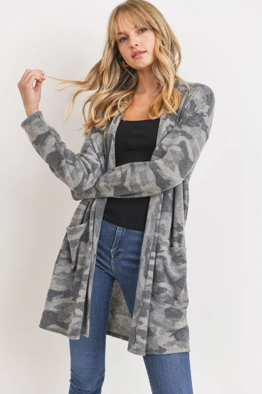 Brushed Fleece Camo Cardigan