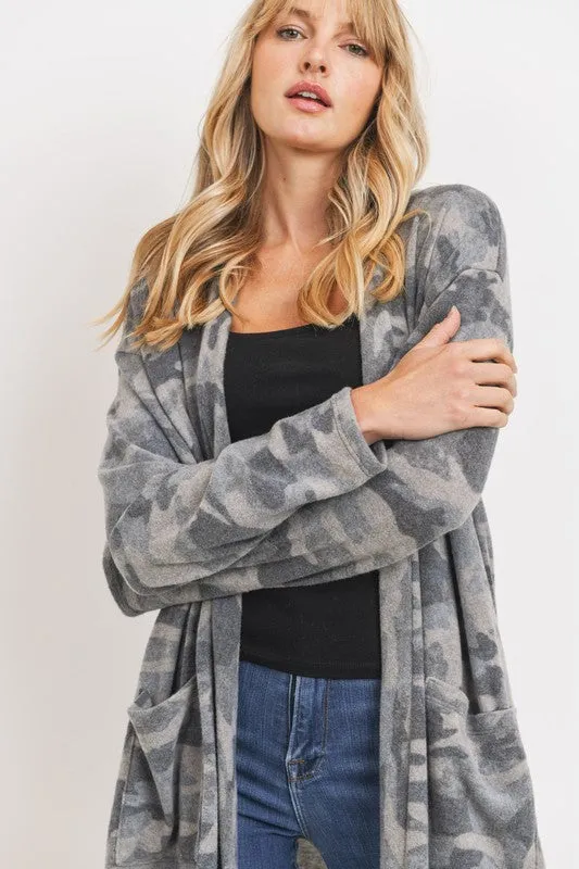 Brushed Fleece Camo Cardigan