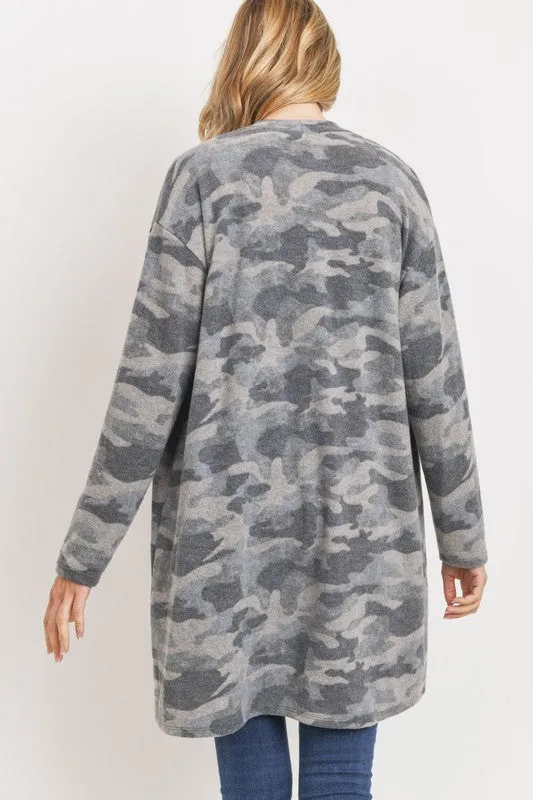 Brushed Fleece Camo Cardigan