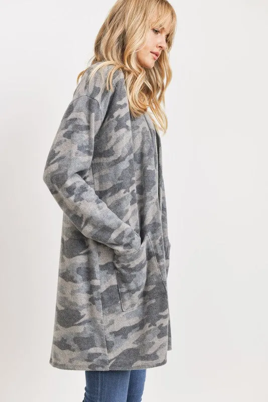 Brushed Fleece Camo Cardigan