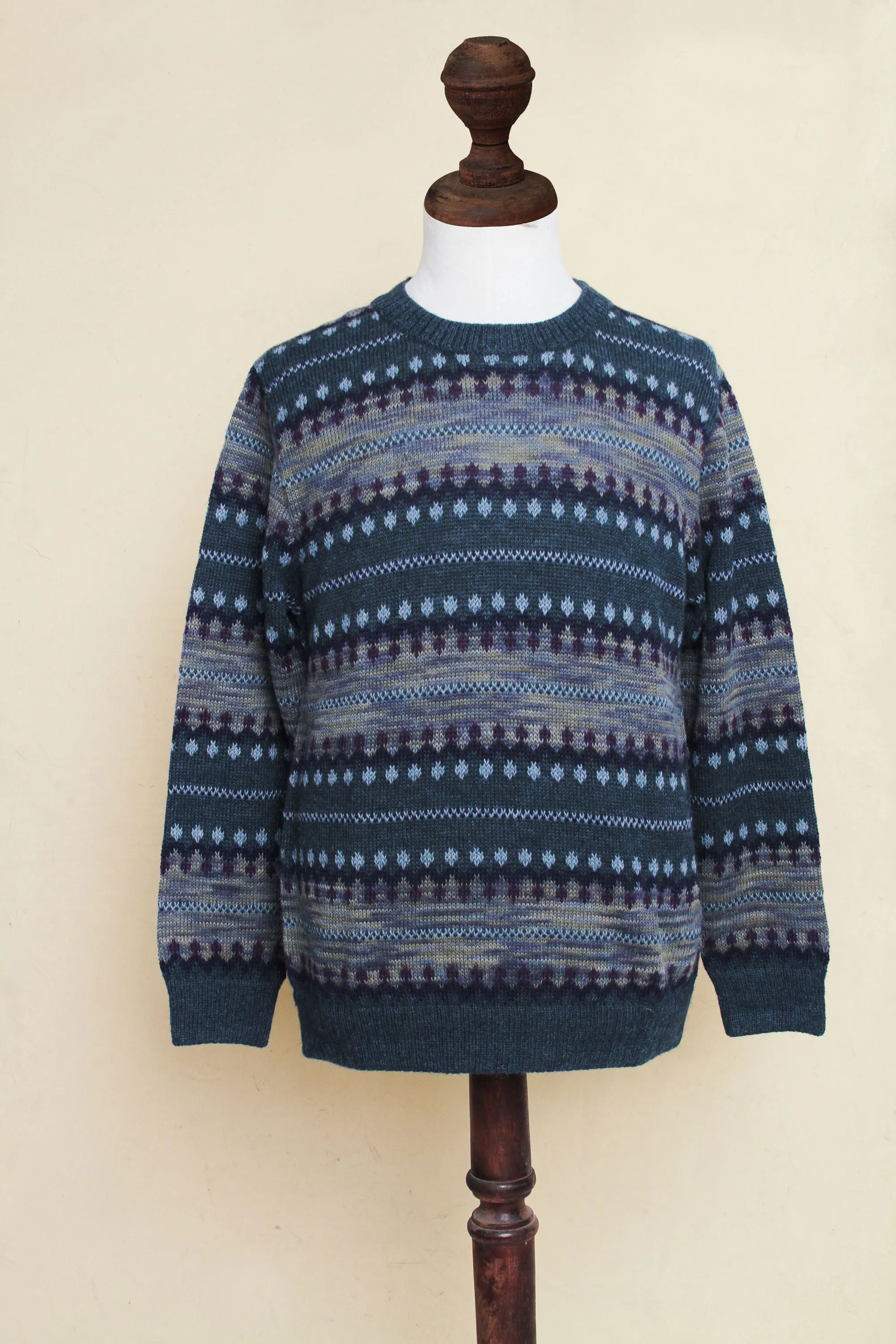 Cajamarca Blues Blue Men's Alpaca Sweater