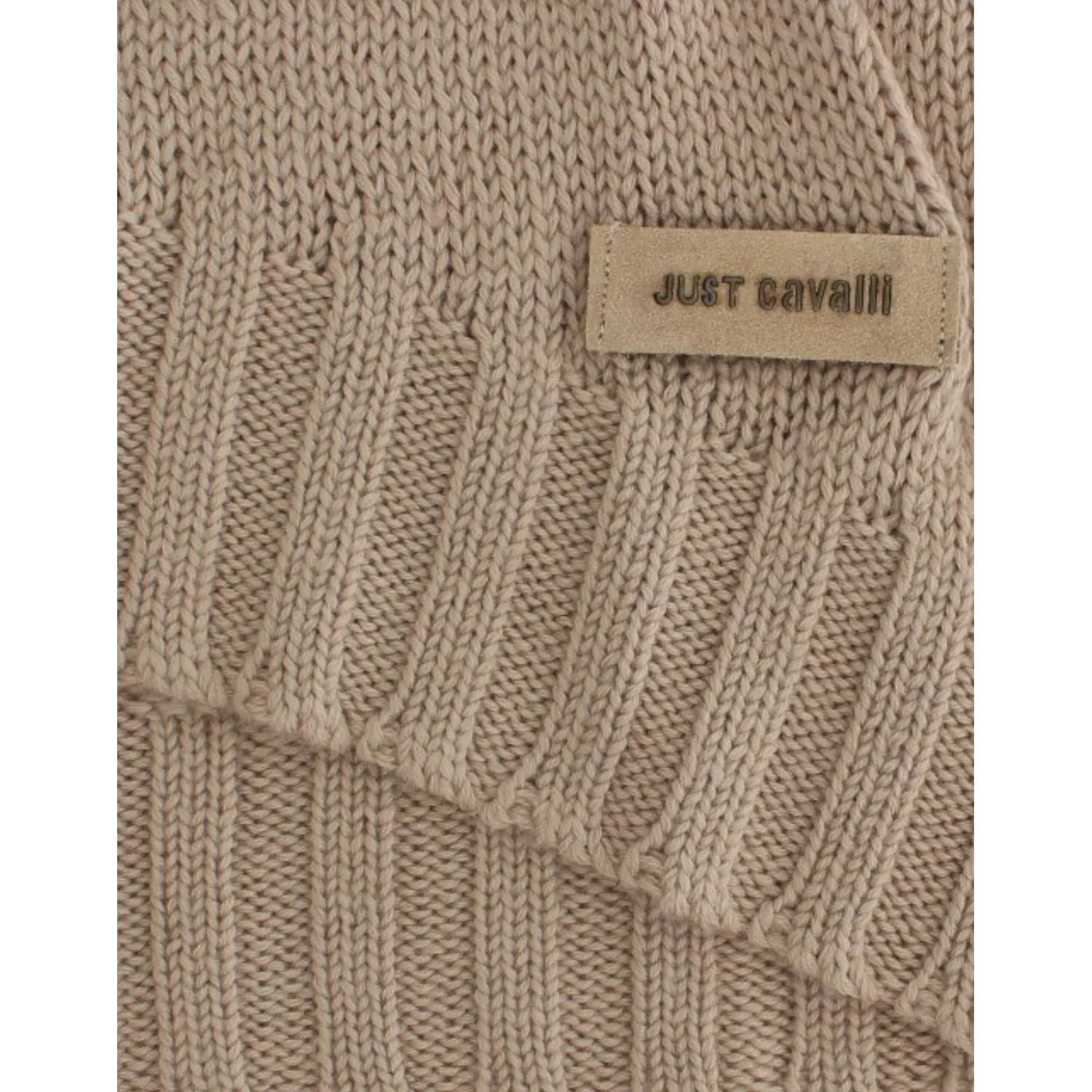 Cavalli Elegant Beige Knitted Crew Neck Sweater