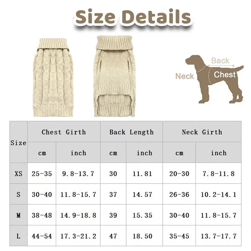 Christmas Dog Clothes Winter Cable Knitwear Dog Classic Turtleneck Thick Luxury Sweaters Chihuahua Yorkshire for Cats Dogs