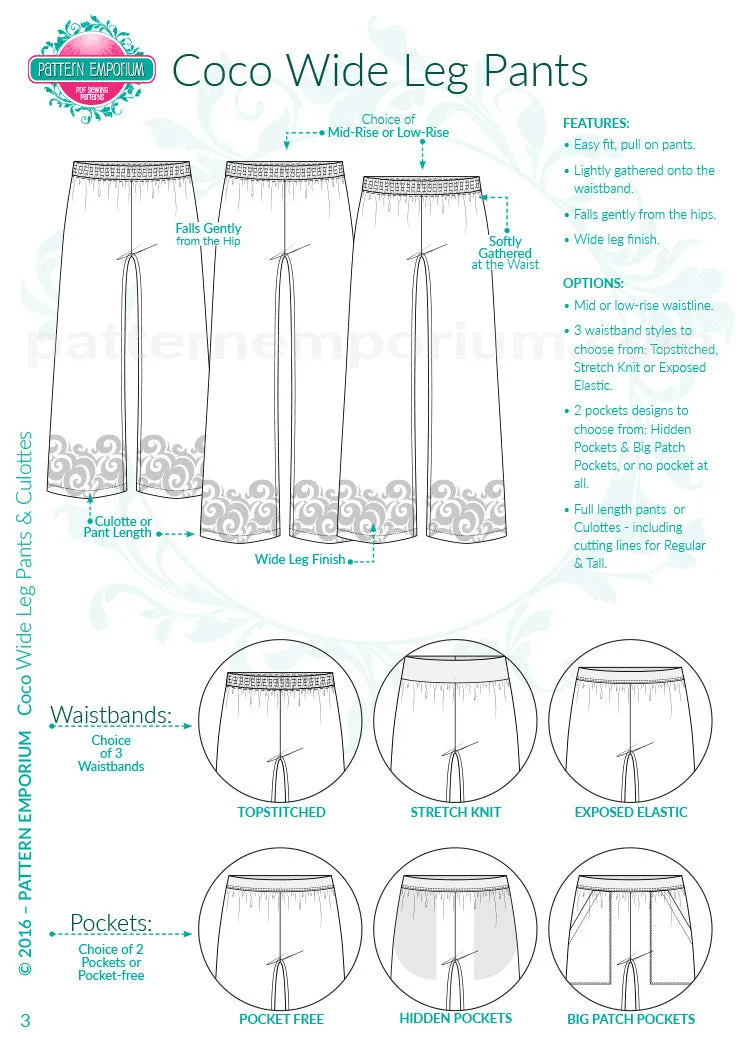 Coco | Wide Leg Pants Sewing Pattern