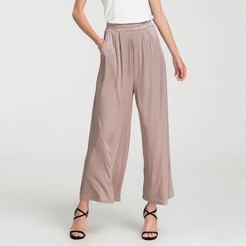 Comfortable Mulberry Silk Wide Leg Women's Pants