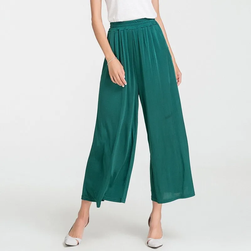 Comfortable Mulberry Silk Wide Leg Women's Pants