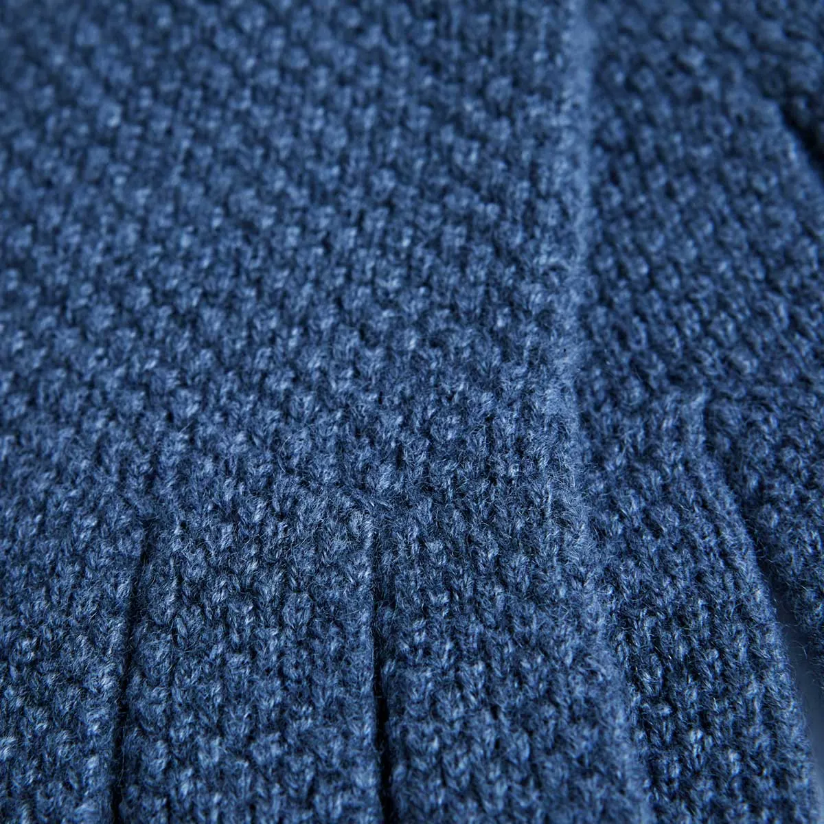 Denim Blue Moss Stitch Pure Cashmere Gloves