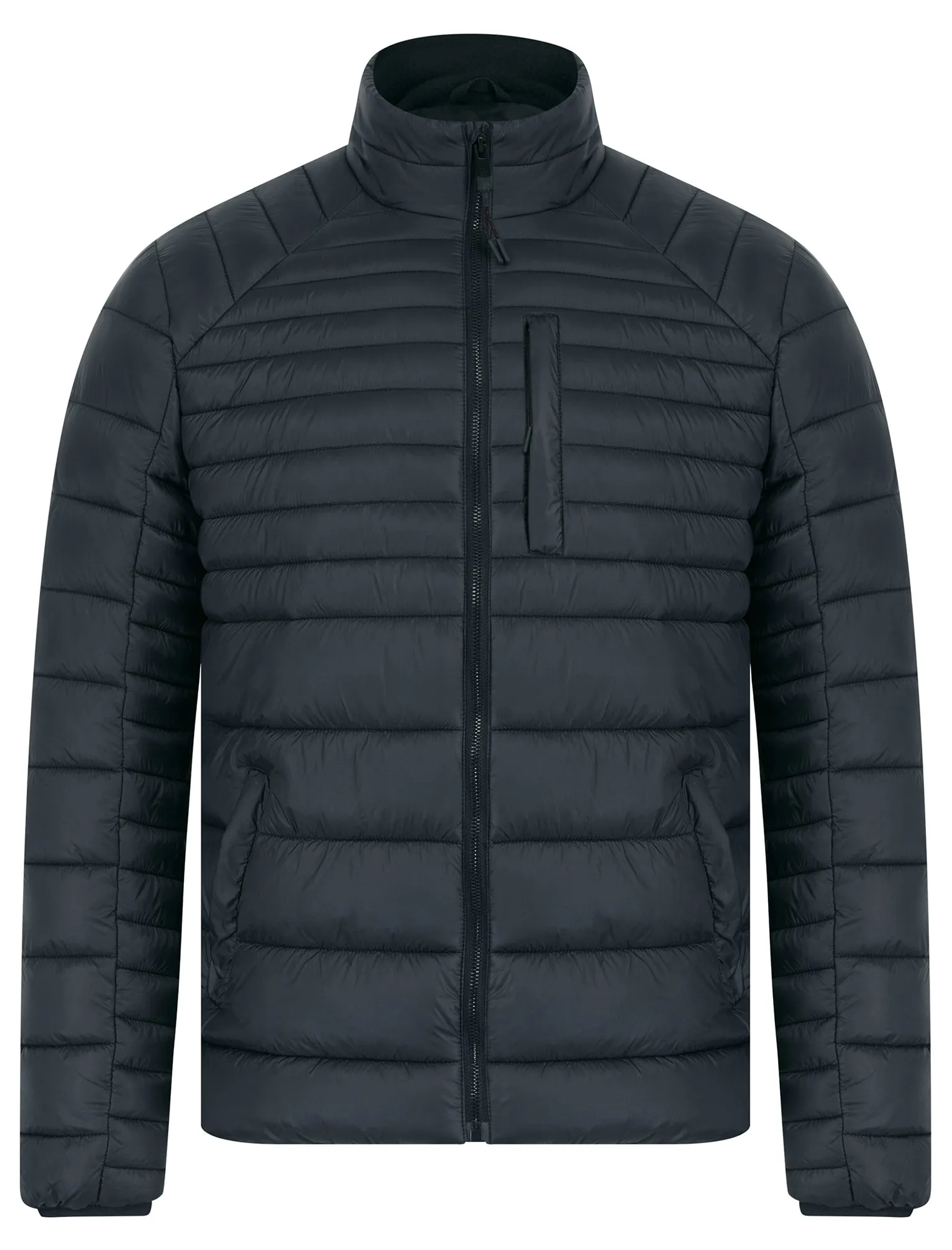 Ector Mult-Pocket Funnel Neck Quilted Puffer Jacket with Fleece Lined Collar in Charcoal - Tokyo Laundry