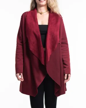 Fleece Cardigan in Red