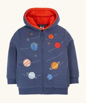 Frugi Ted Fleece Lined Hoody - Navy Blue/Planets