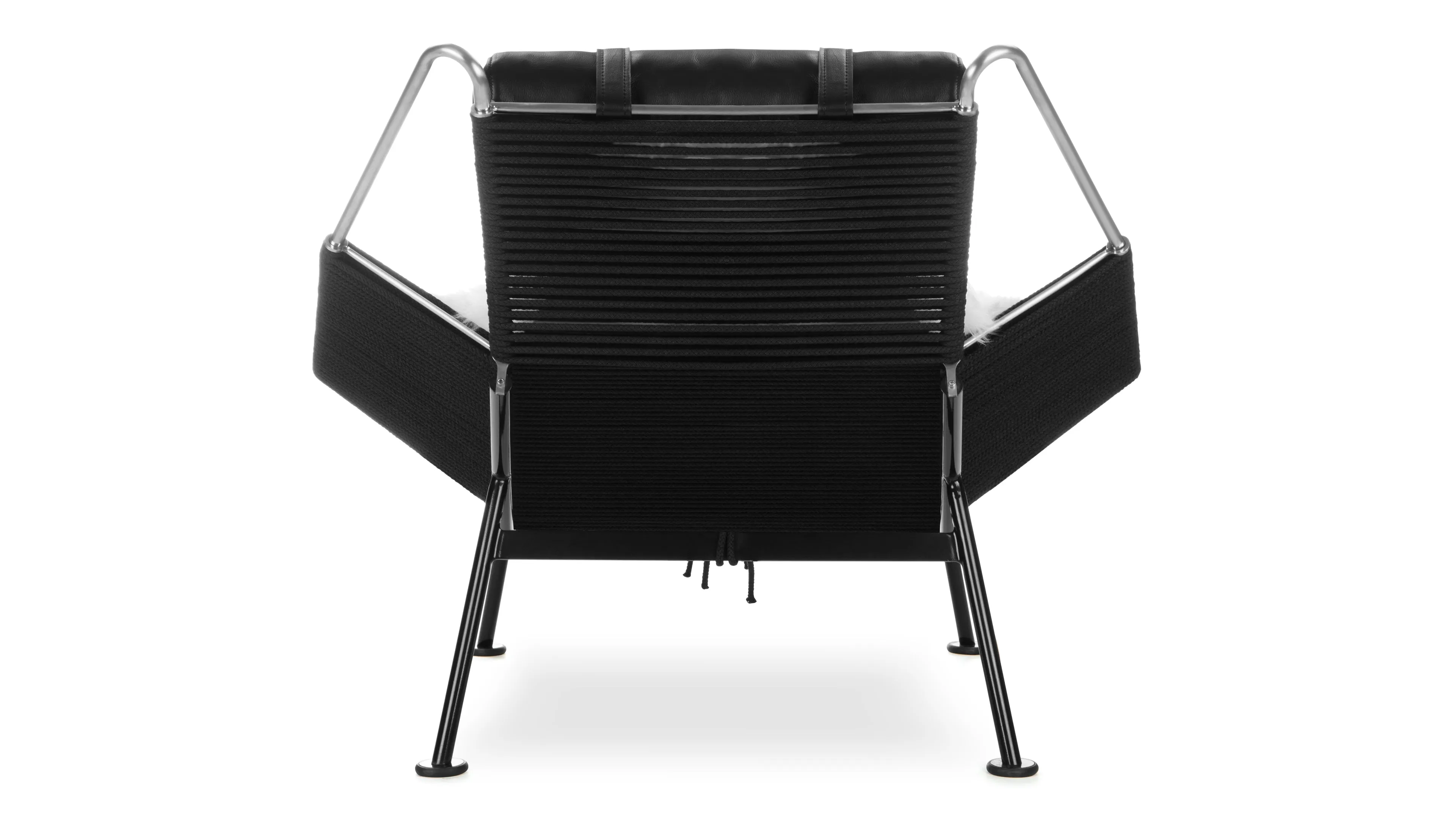 Halyard - Halyard Lounge Chair, Midnight Black Premium Leather with Black Cord and Icelandic Sheepskin