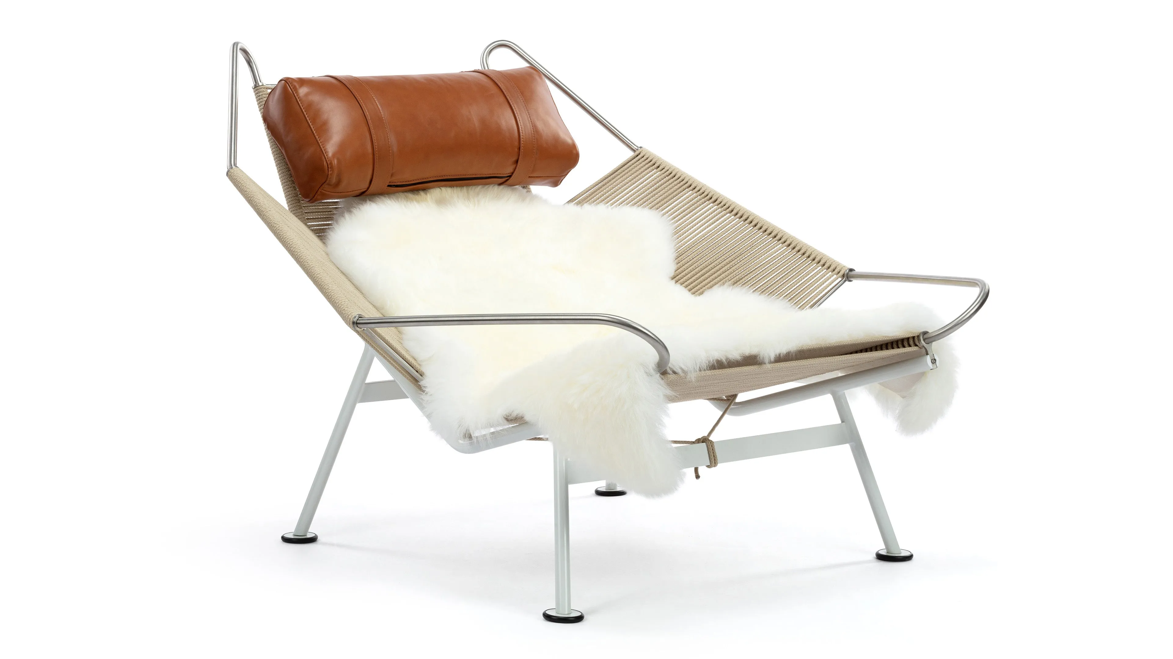 Halyard - Halyard Lounge Chair, Tan Premium Leather and Icelandic Sheepskin