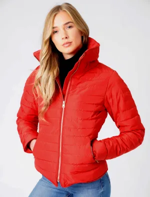 Honey 2 Funnel Neck Quilted Jacket in Crimson - Tokyo Laundry