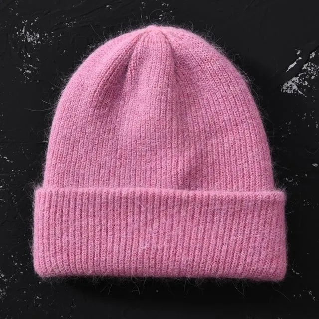 Knitted Beanies Thick Warm Ladies Wool Female Beanie Hats