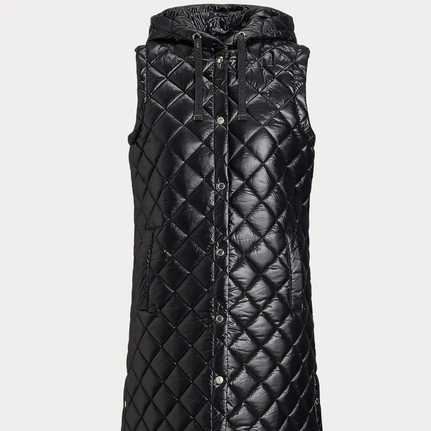 Lauren Ralph Lauren Metallic Quilted Long Gilet Black