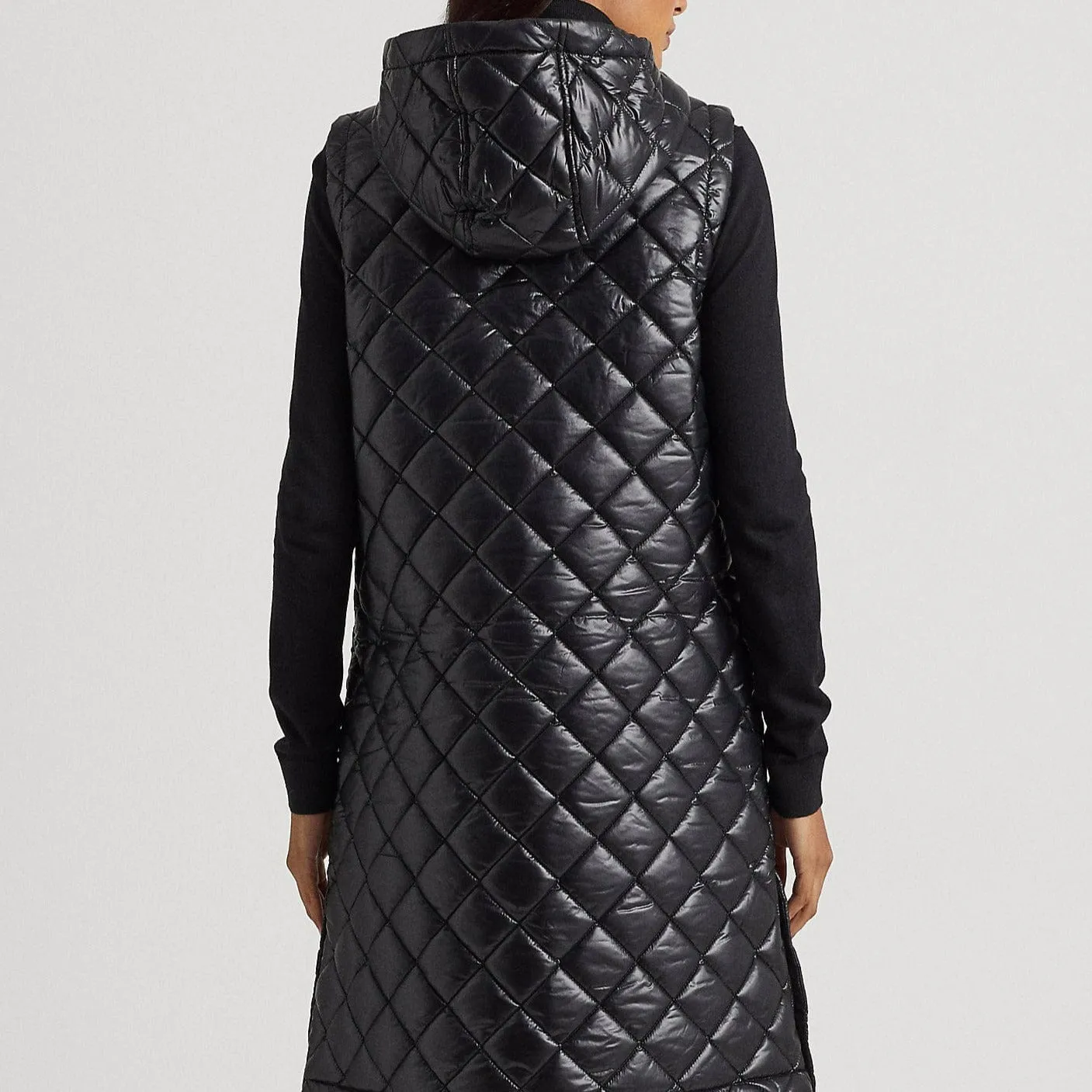 Lauren Ralph Lauren Metallic Quilted Long Gilet Black