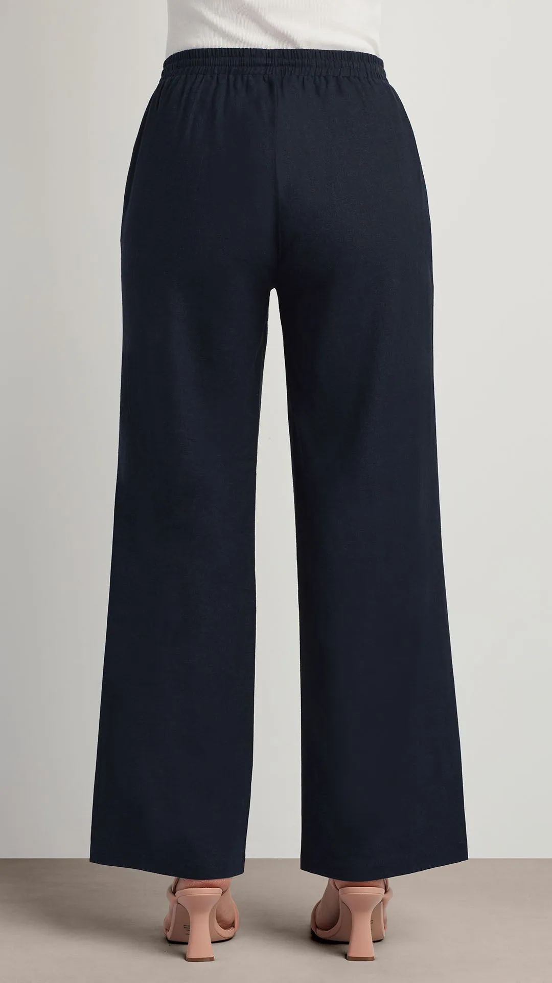 LINEN BLEND WIDE LEG DRAWSTRING PANT