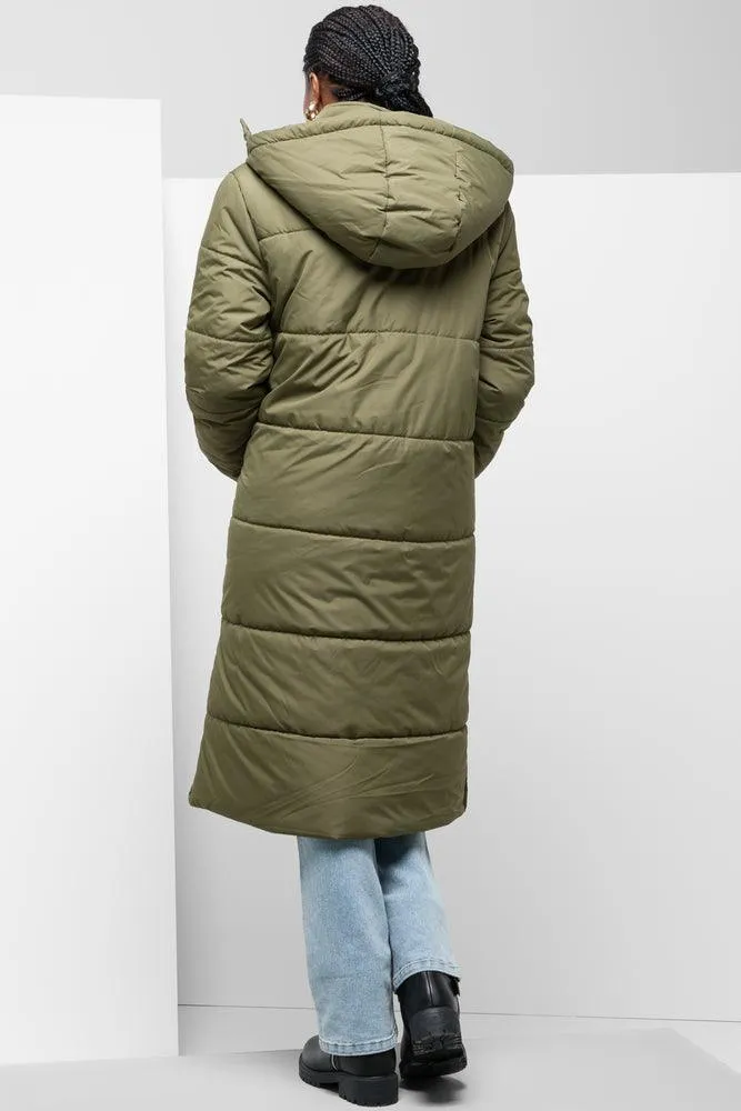 Long Line Puffer Jacket Green