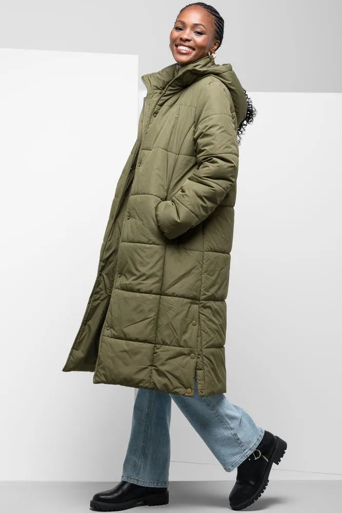 Long Line Puffer Jacket Green