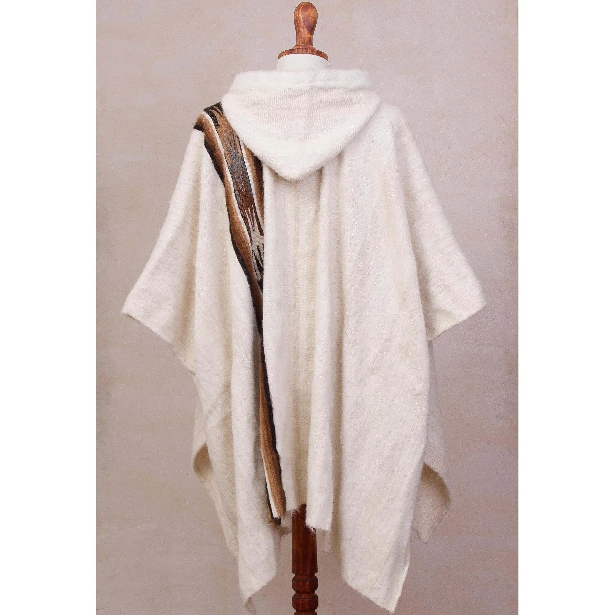 Men's Beige Alpaca Poncho