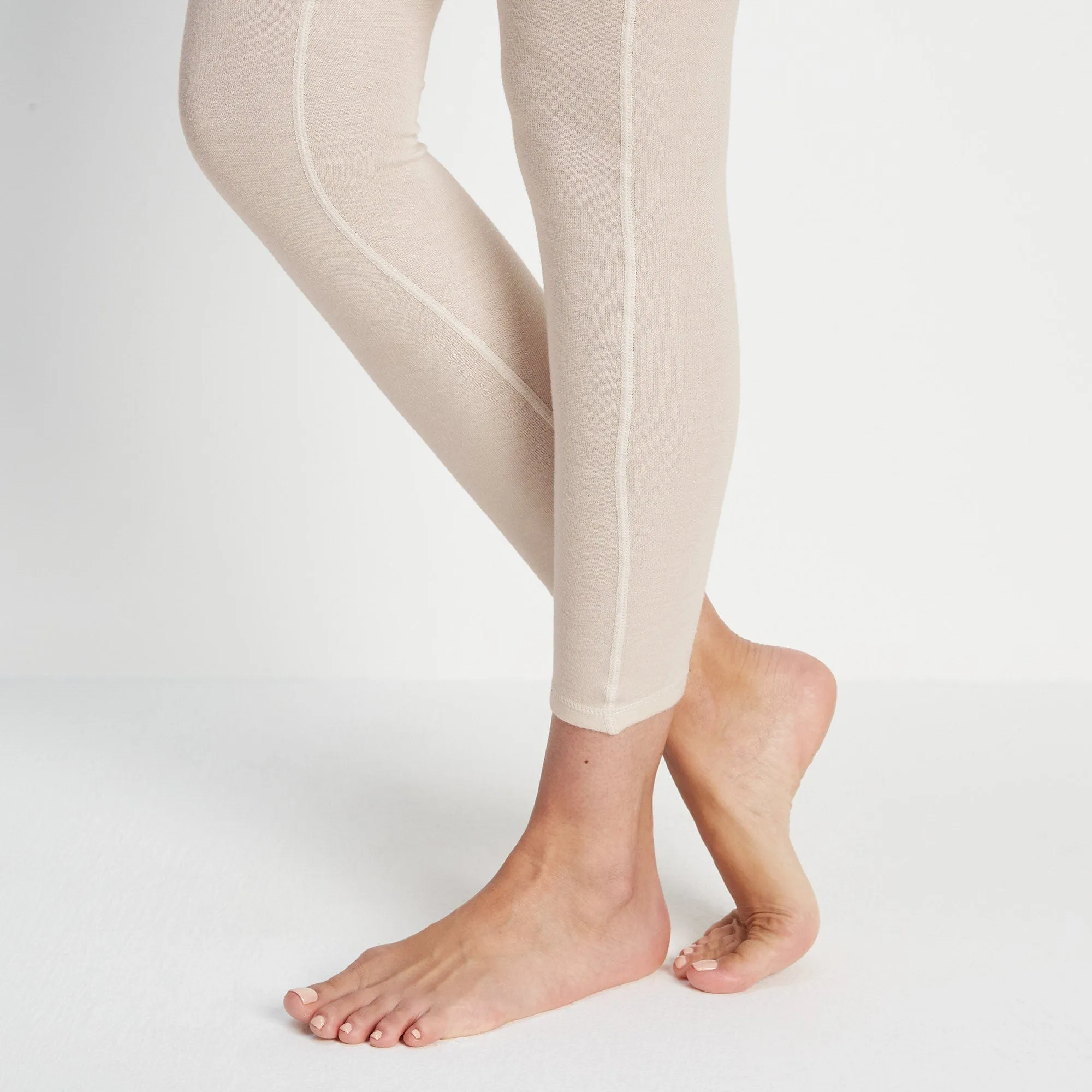 Meru Womens Cashmere Touch Base Layer Leggings - Off White