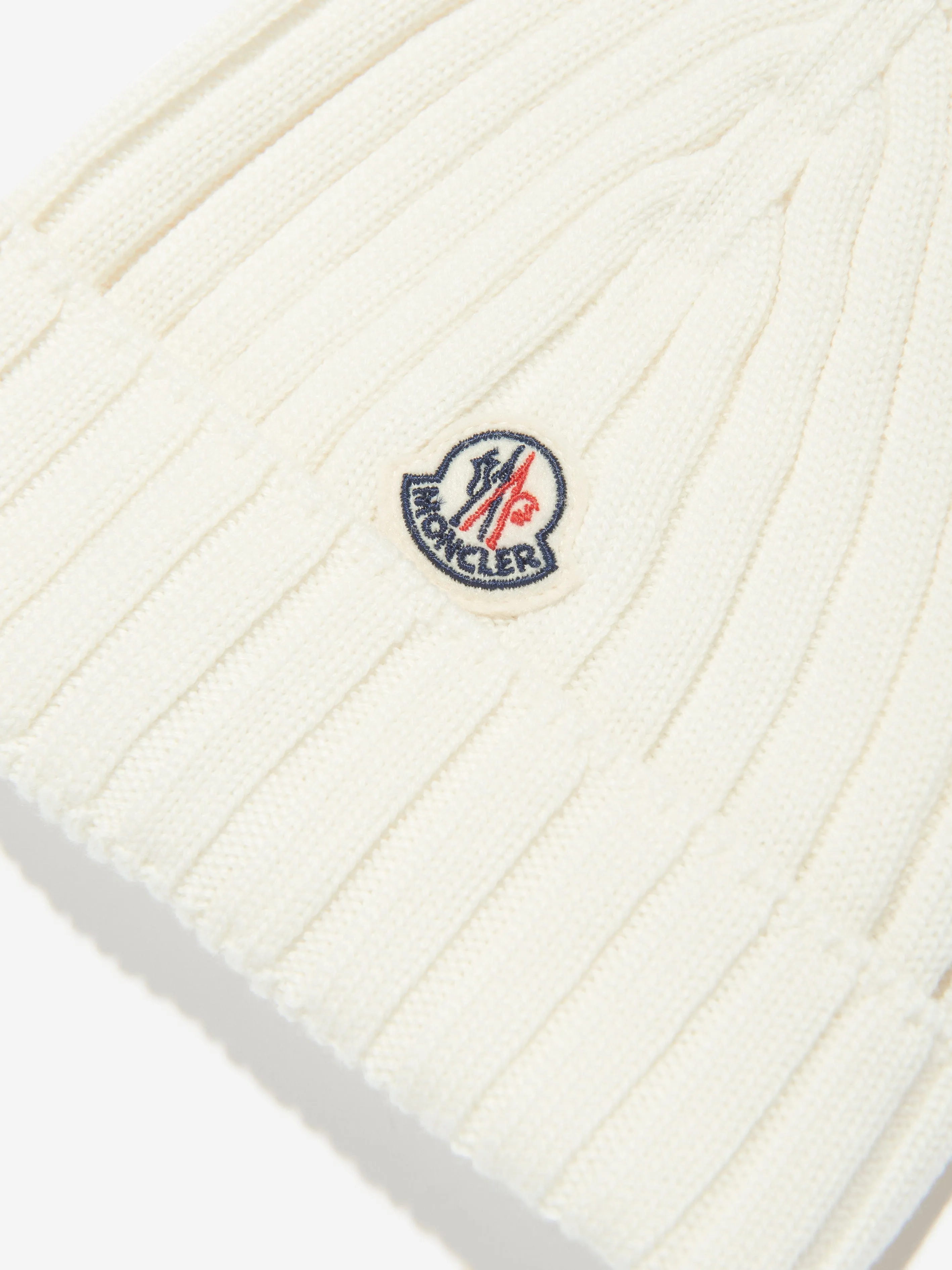 Moncler Enfant Baby Wool Knitted Beanie Hat in White