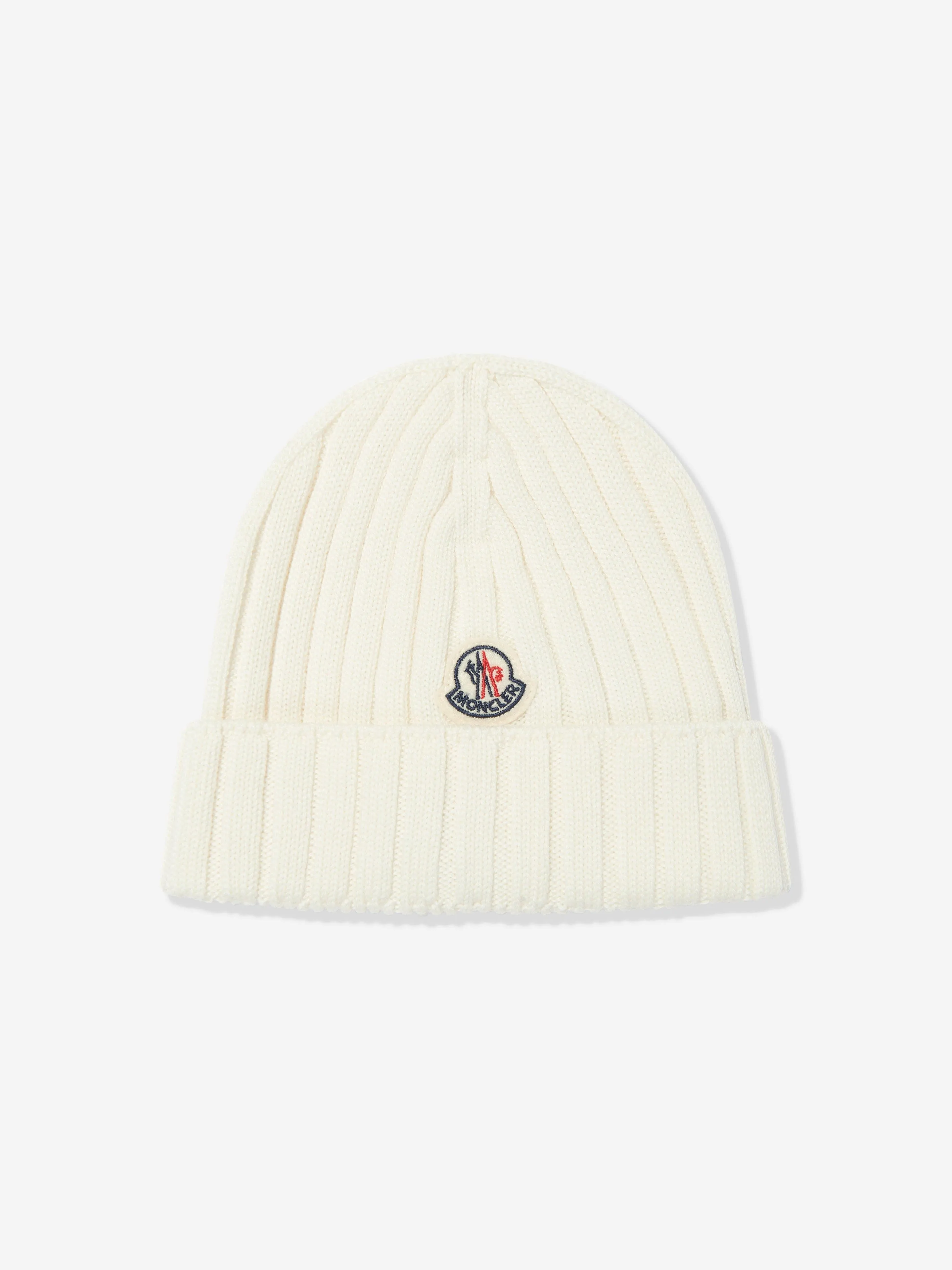 Moncler Enfant Baby Wool Knitted Beanie Hat in White