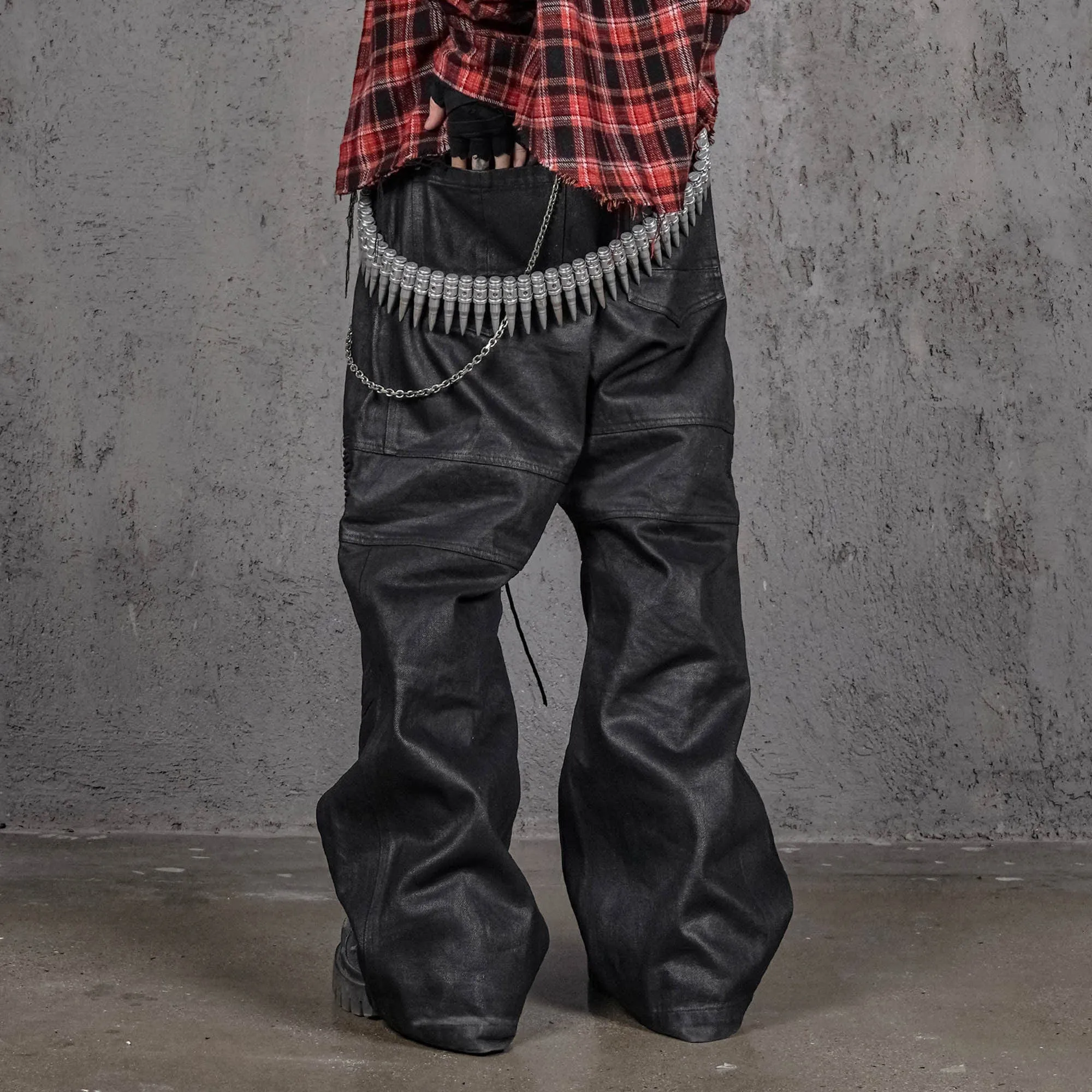 Moto Biker Wide Leg Pants