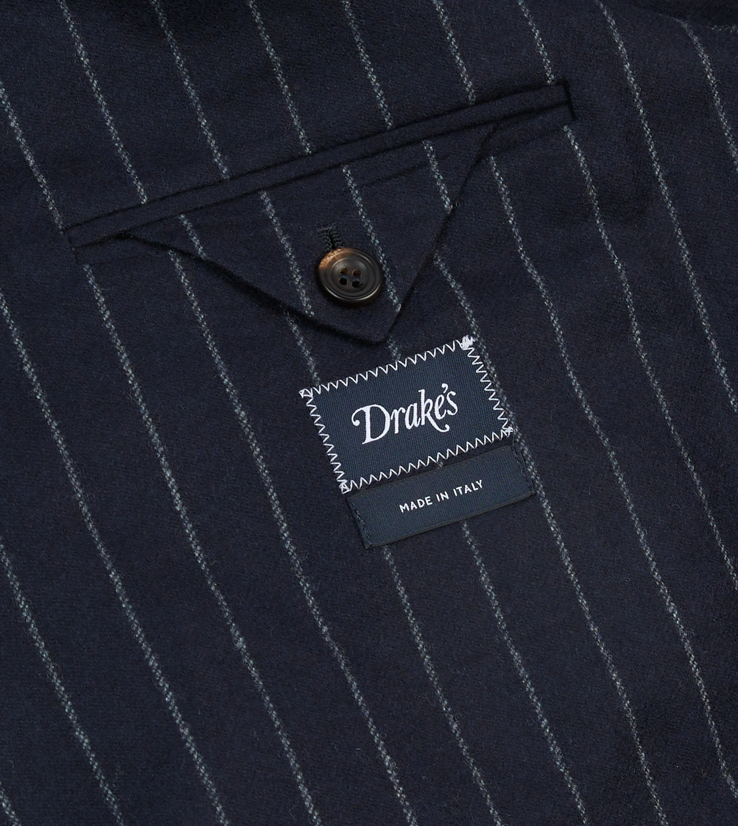 Navy Chalkstripe Wool Double-Breasted Tailored Jacket