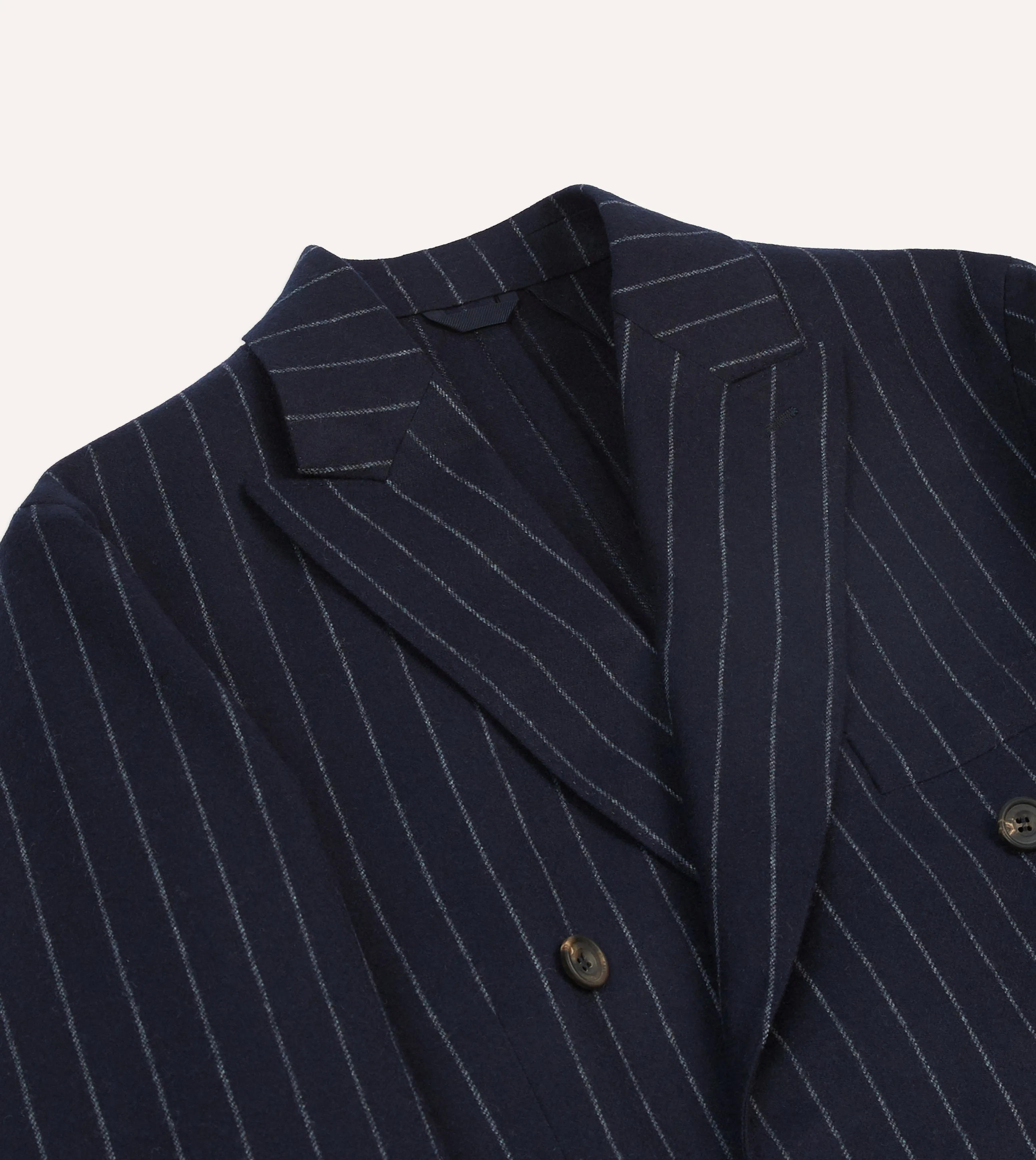 Navy Chalkstripe Wool Double-Breasted Tailored Jacket