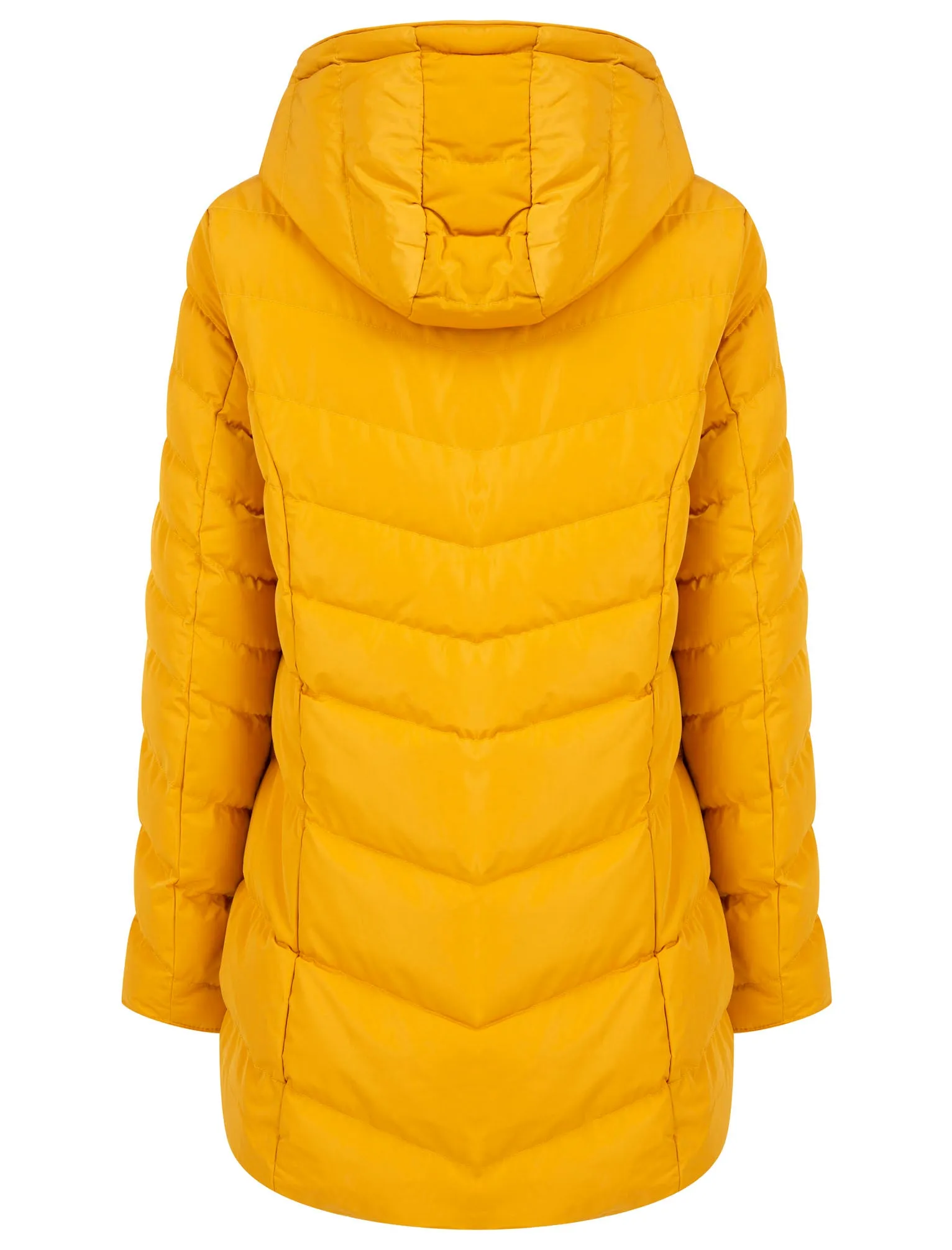 Safflower 2 Longline Quilted Puffer Coat with Hood In Old Gold - Tokyo Laundry