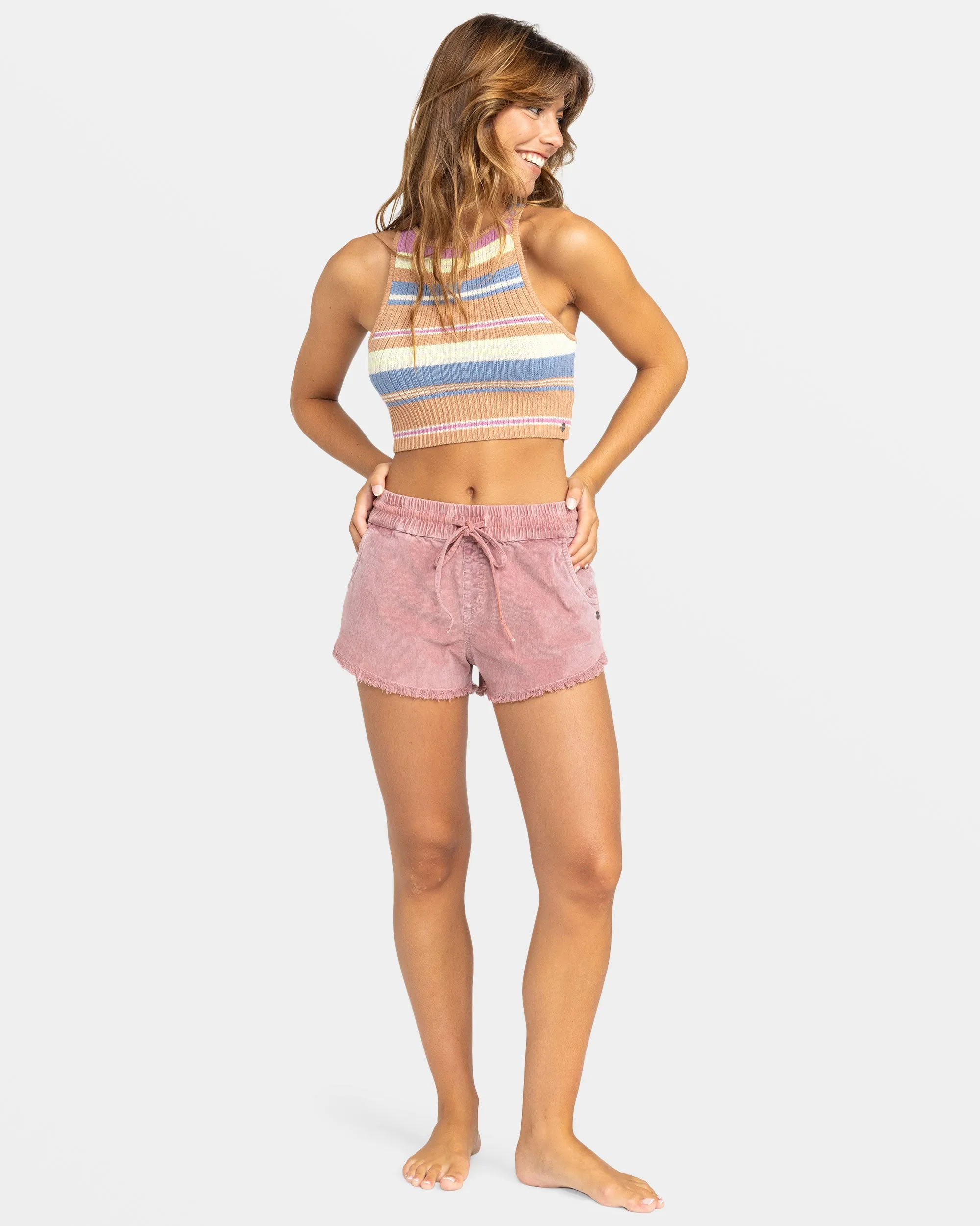 Scenic Route Corduroy Shorts - Mauve Orchid