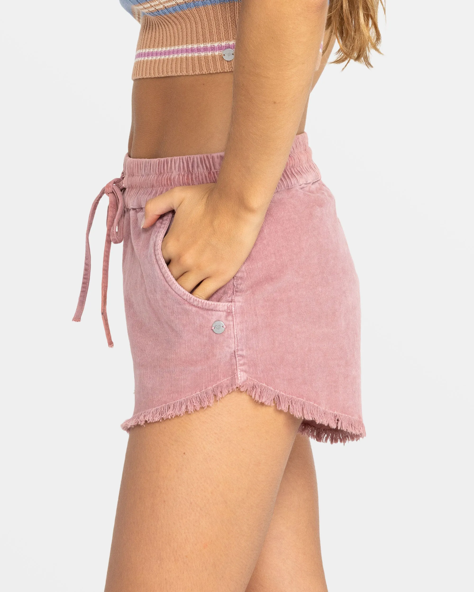 Scenic Route Corduroy Shorts - Mauve Orchid