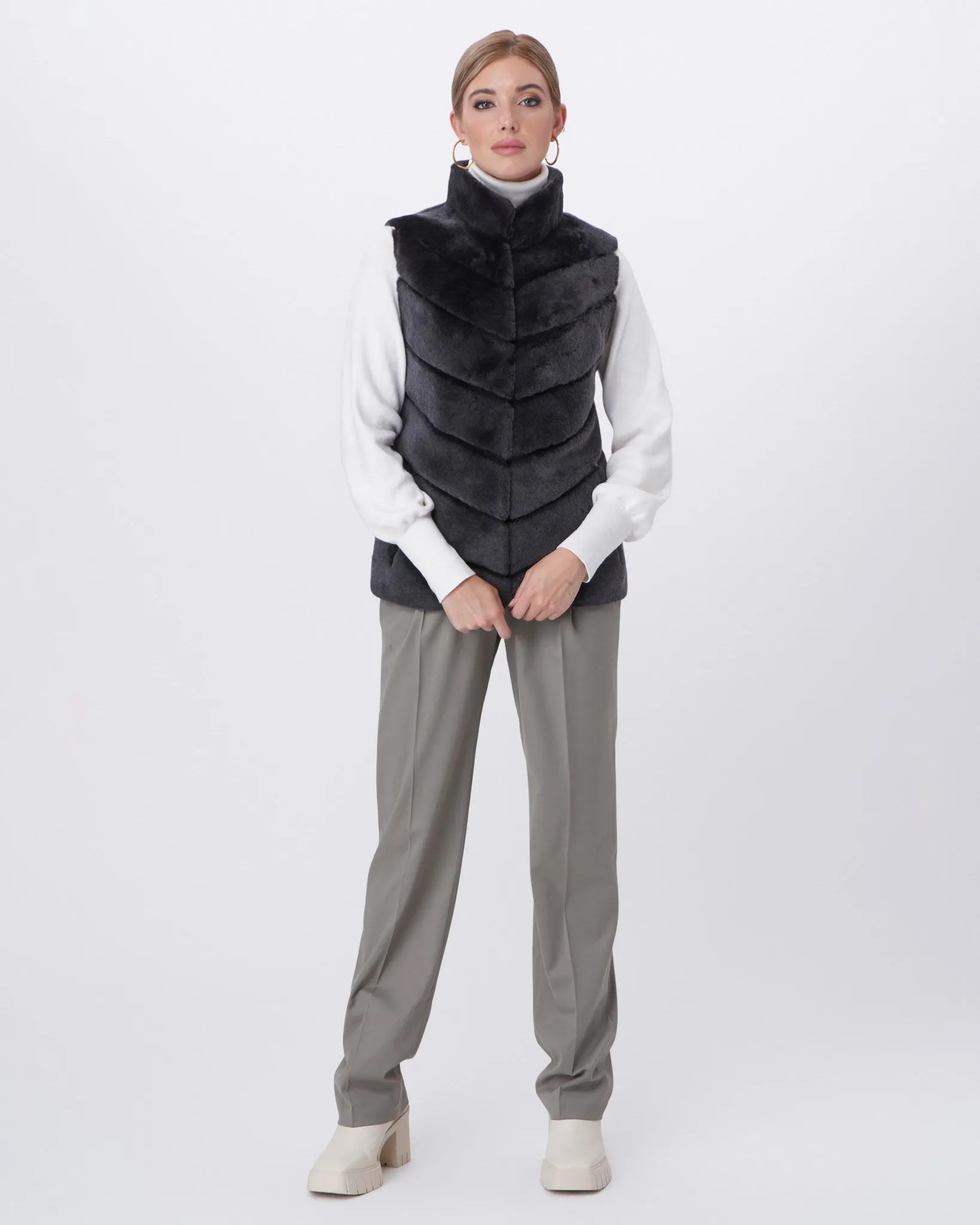 Select Shearling Lamb Chevron Vest