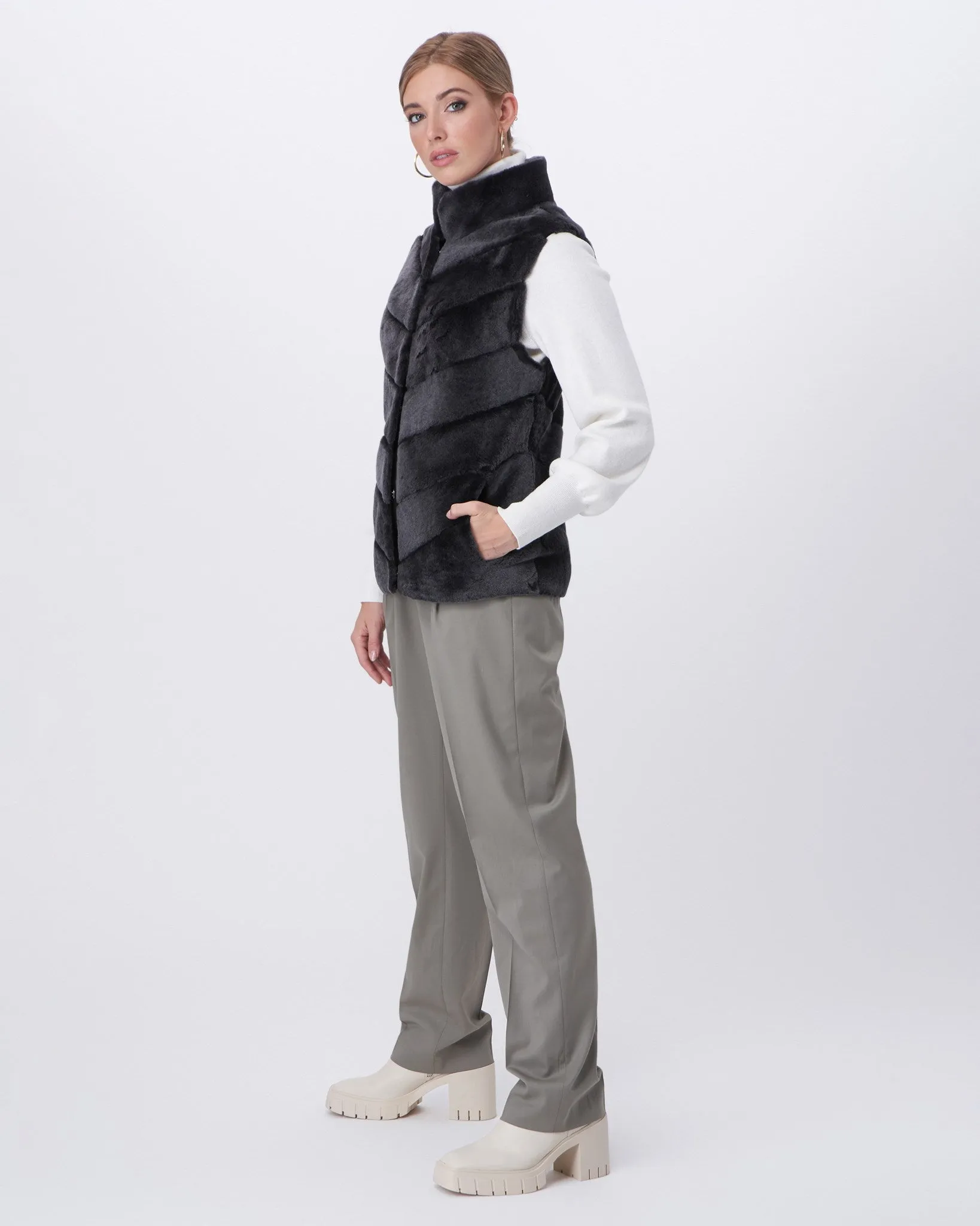 Select Shearling Lamb Chevron Vest