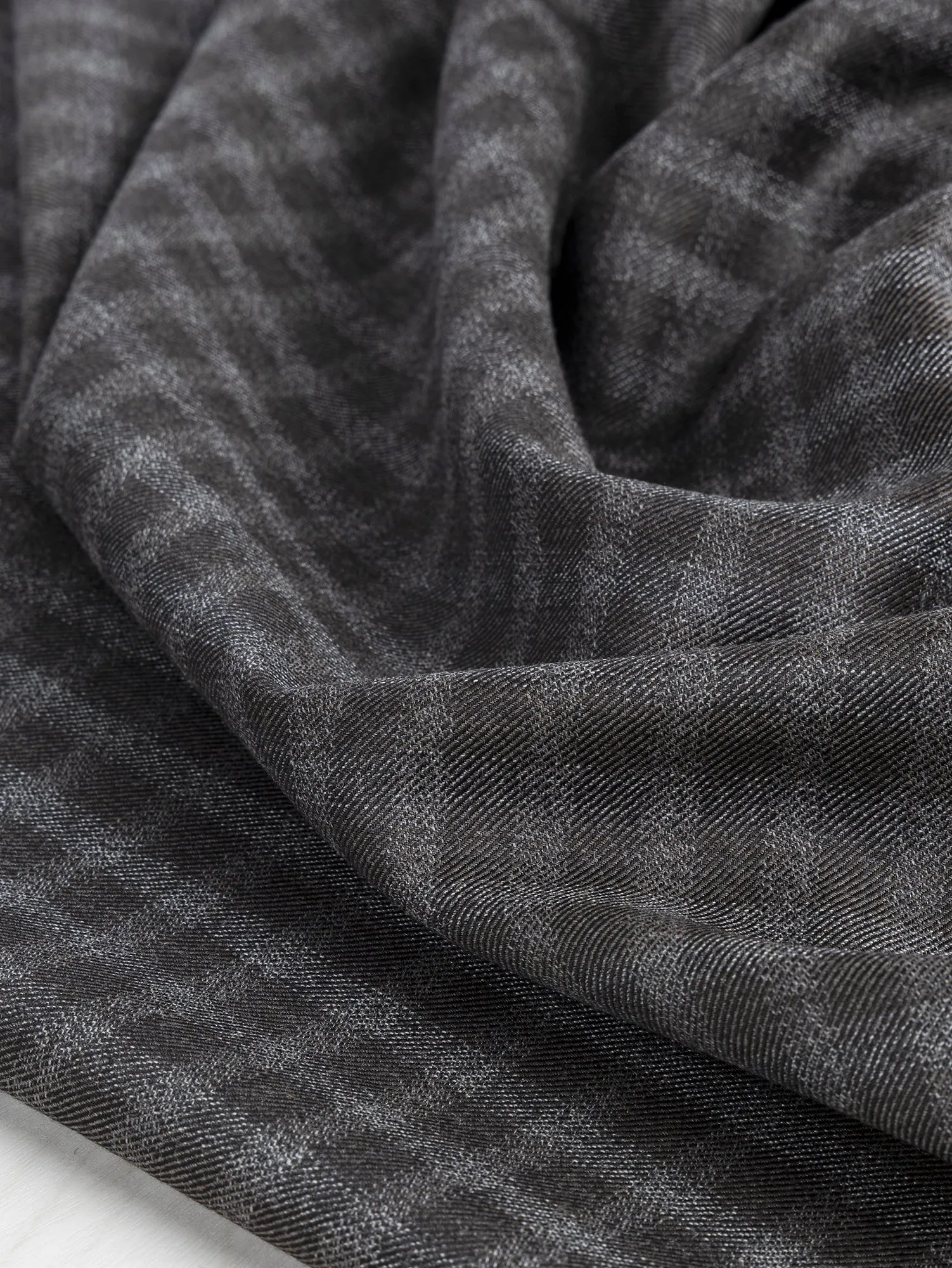 Shepherd Check Italian Wool Suiting Deadstock - Taupe   Grey   Black - Swatch