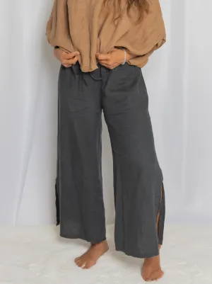 Side Slit Linen Pants