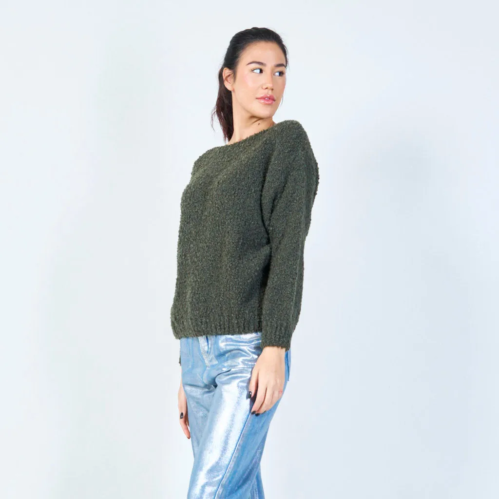 Soft boucle knit sweater wholesale