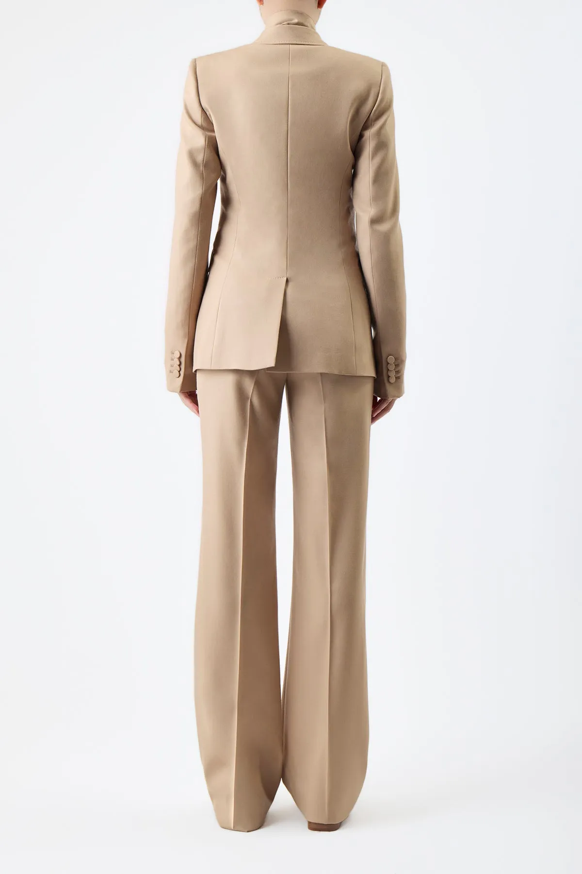 Stephanie Blazer in Camel Virgin Wool Twill