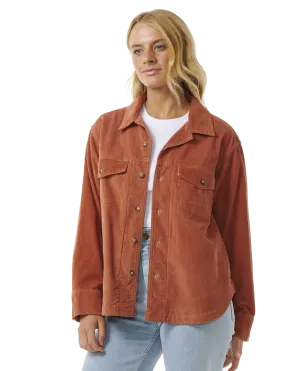 Stevie Cord Shirt in Dark Rust