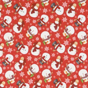 Timber Gnomies - Tossed Snowmen Red Yardage