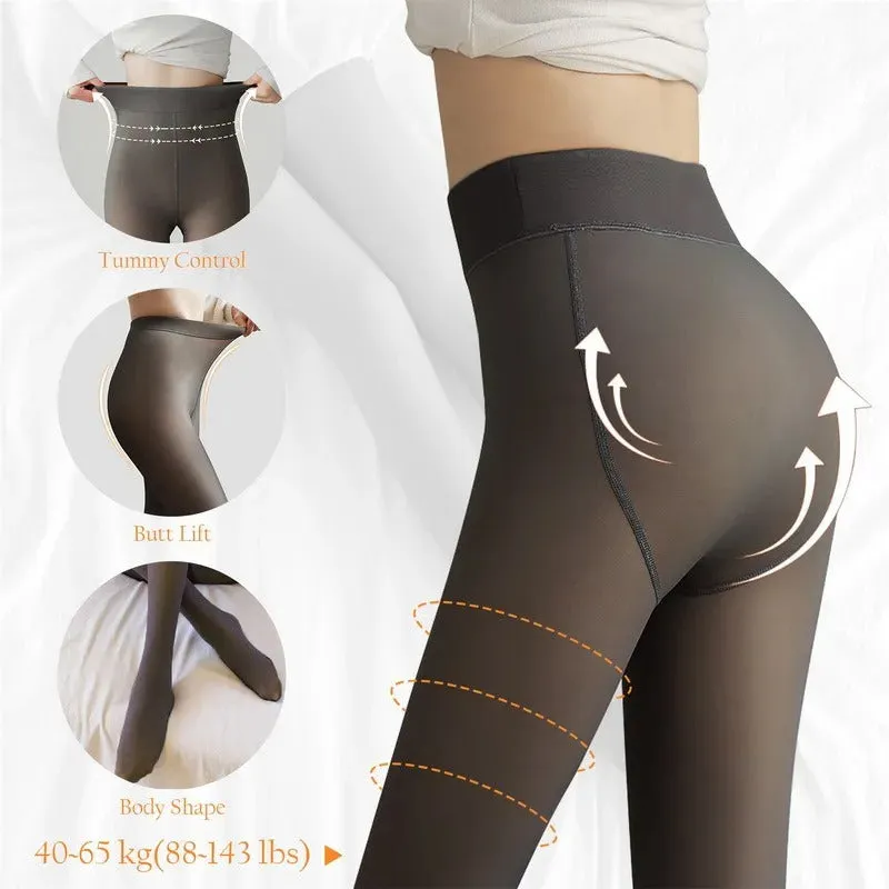 Women Thermal Stockings Sexy Fleece Translucent Thicken Tights Woman Velvet Thermo Elastic Slim Pantyhose Winter Warm Leggings