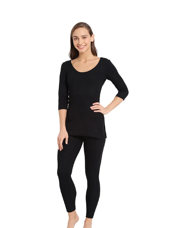 Women's Black Cotton Thermal Leggings